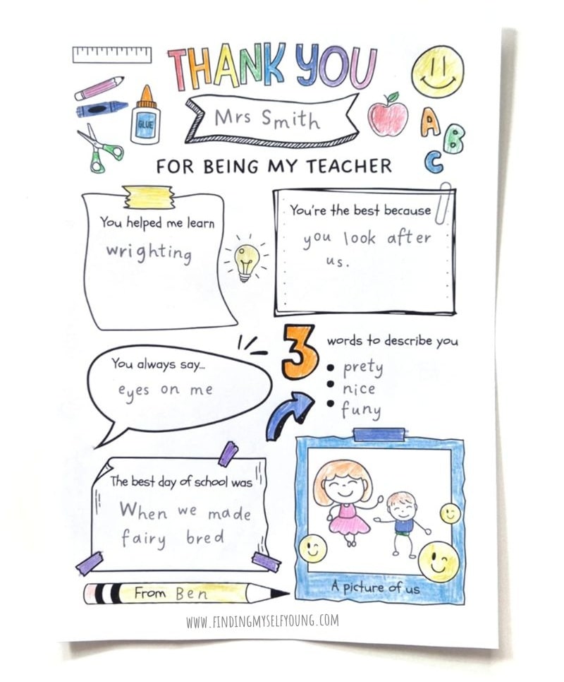 coloured in thankyou teacher printable.